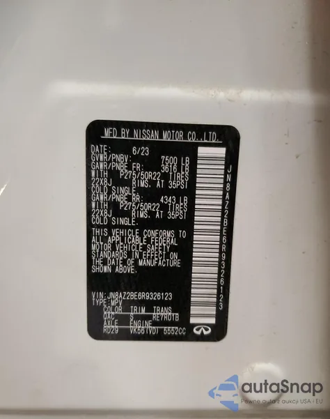 2024 Infiniti Qx80 Sensory из США, поврежденный, VIN JN8AZ2BE6R9326123